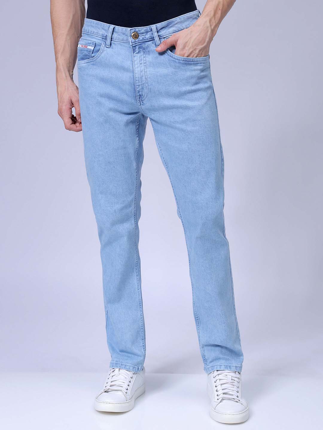 Men's Blue Slim Straight Fit Solid Stretchable Jeans