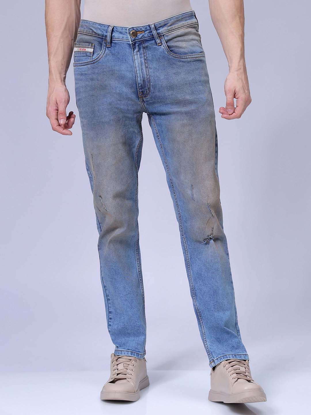 Men's Blue Slim Straight Fit Solid Stretchable Jeans