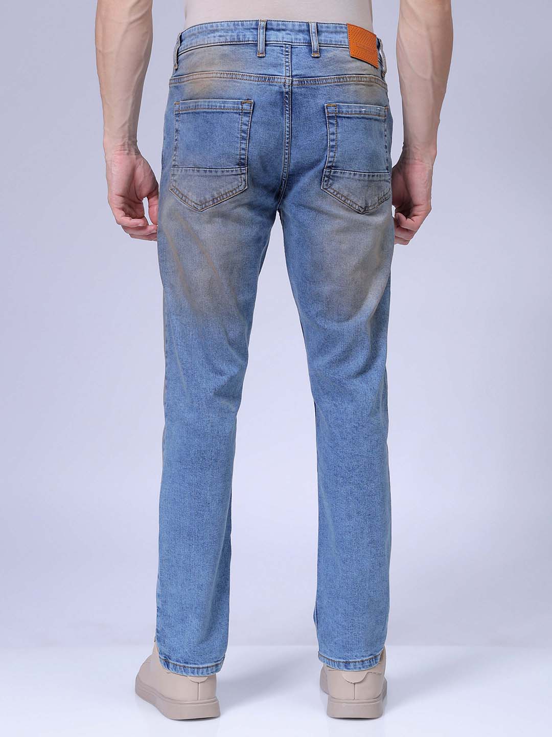 Men's Blue Slim Straight Fit Solid Stretchable Jeans