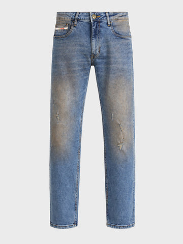 Men's Blue Straight Fit Solid Casual Jeans
