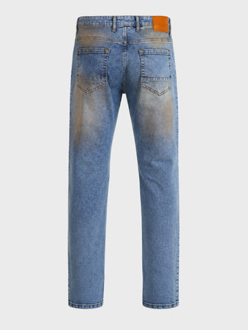 Men's Blue Straight Fit Solid Casual Jeans