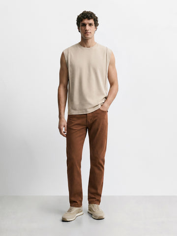 Men's Brown Slim Fit Casual Jeans