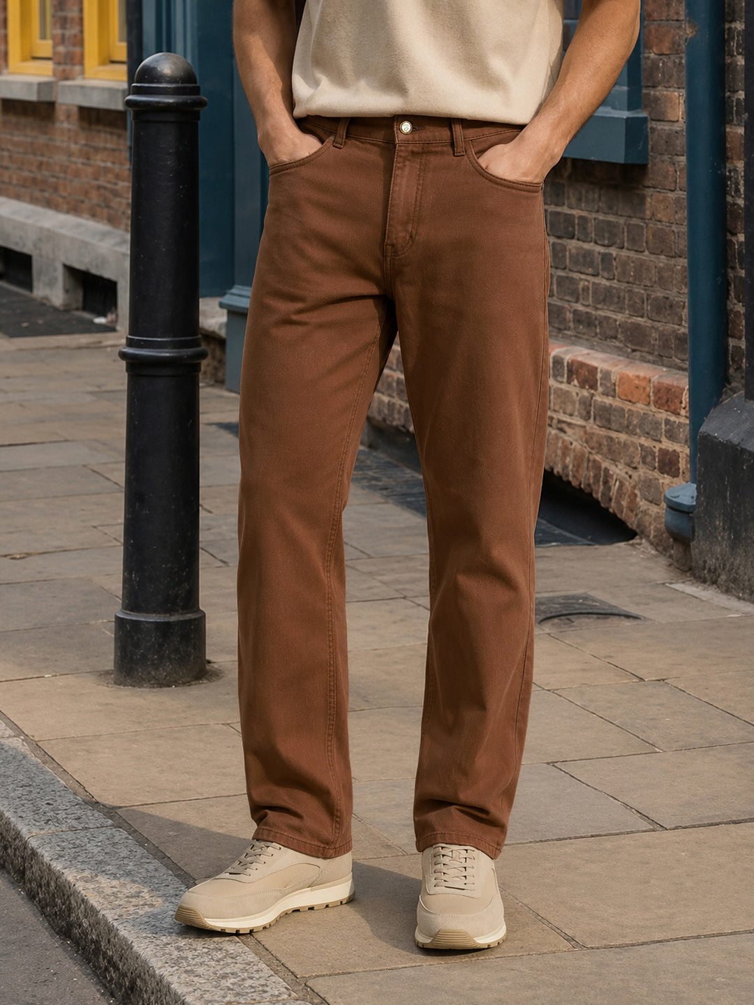 Men's Brown Slim Fit Casual Jeans