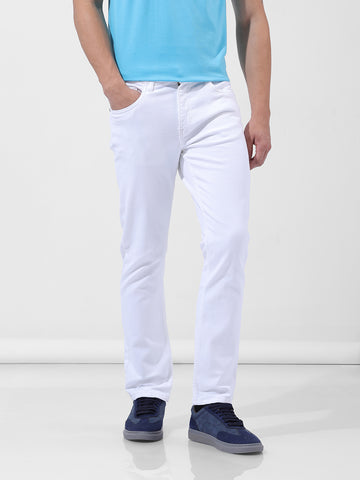 Men's White Slim Fit Casual Jeans