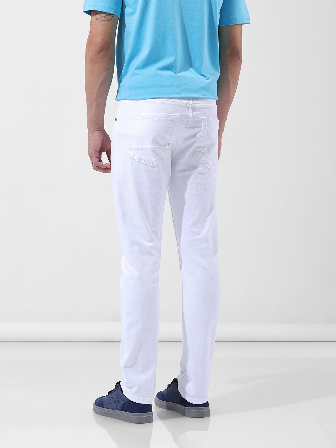 Men's White Slim Fit Casual Jeans