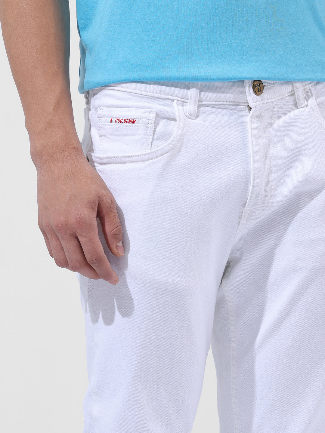 Men's White Slim Fit Casual Jeans