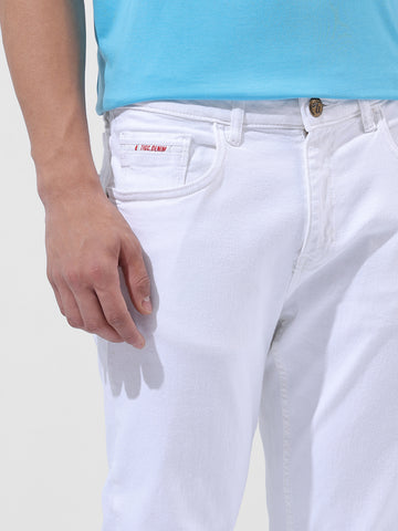 Men's White Slim Fit Casual Jeans