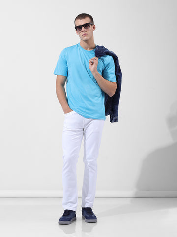 Men's White Slim Fit Casual Jeans
