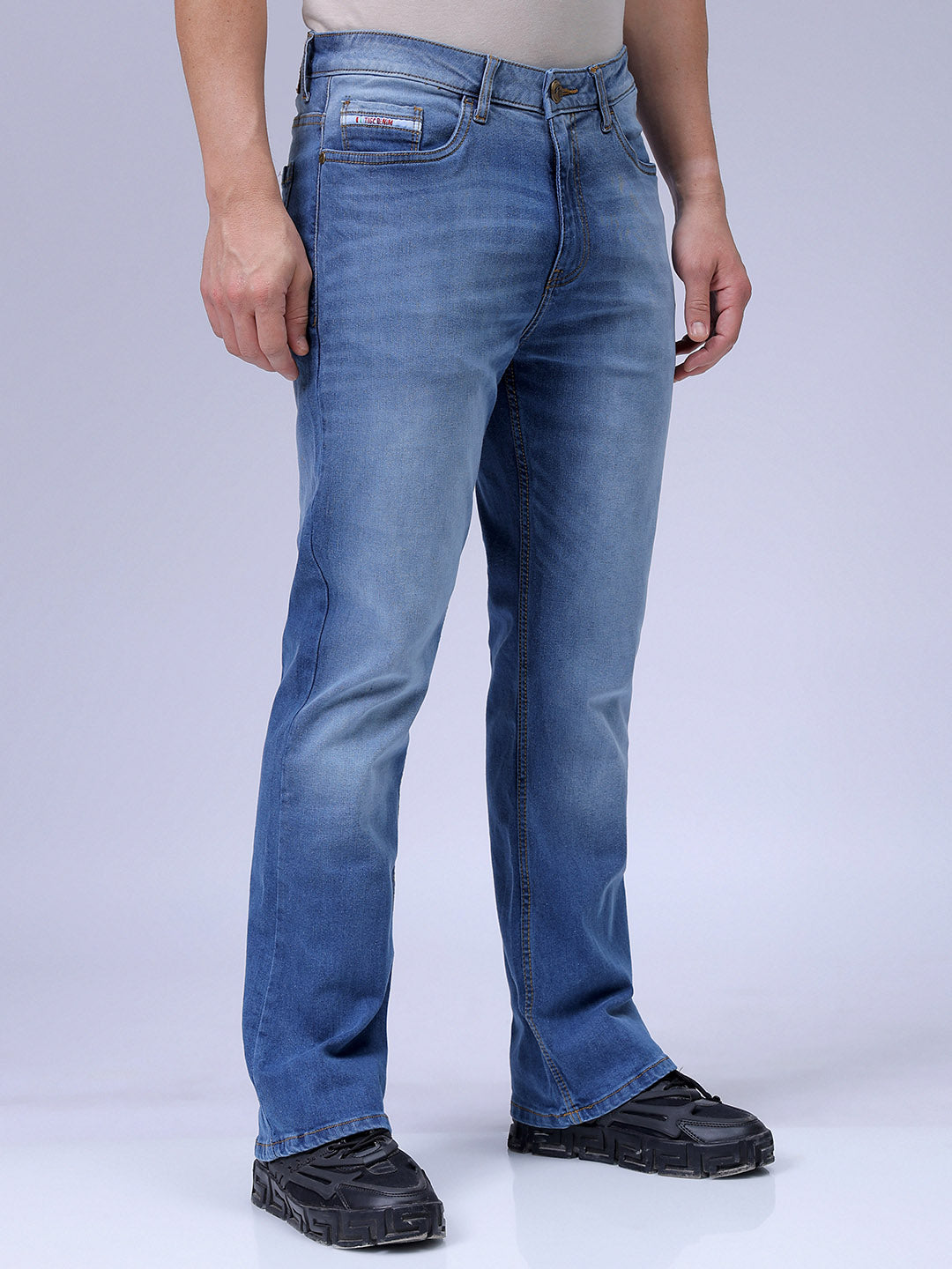 Men's Blue Bootcut Fit Casual Jeans