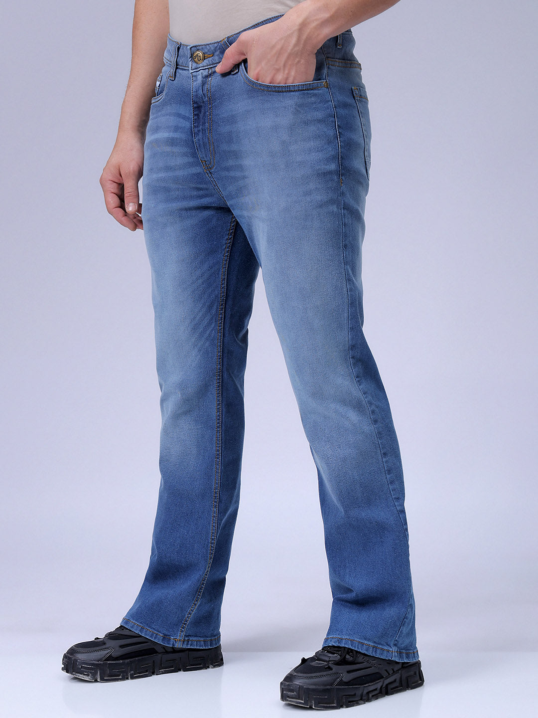 Men's Blue Bootcut Fit Casual Jeans