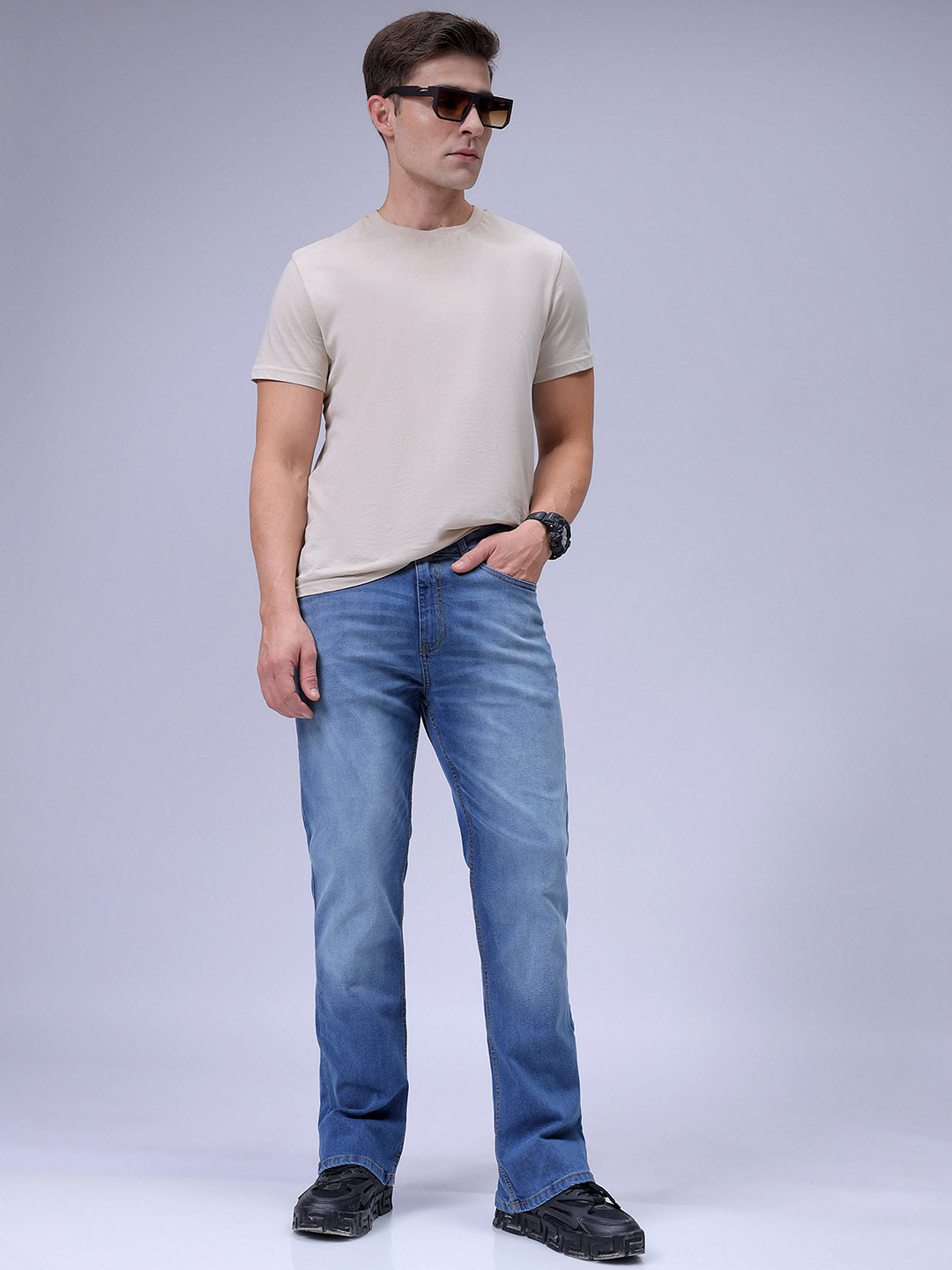 Men's Blue Bootcut Fit Casual Jeans