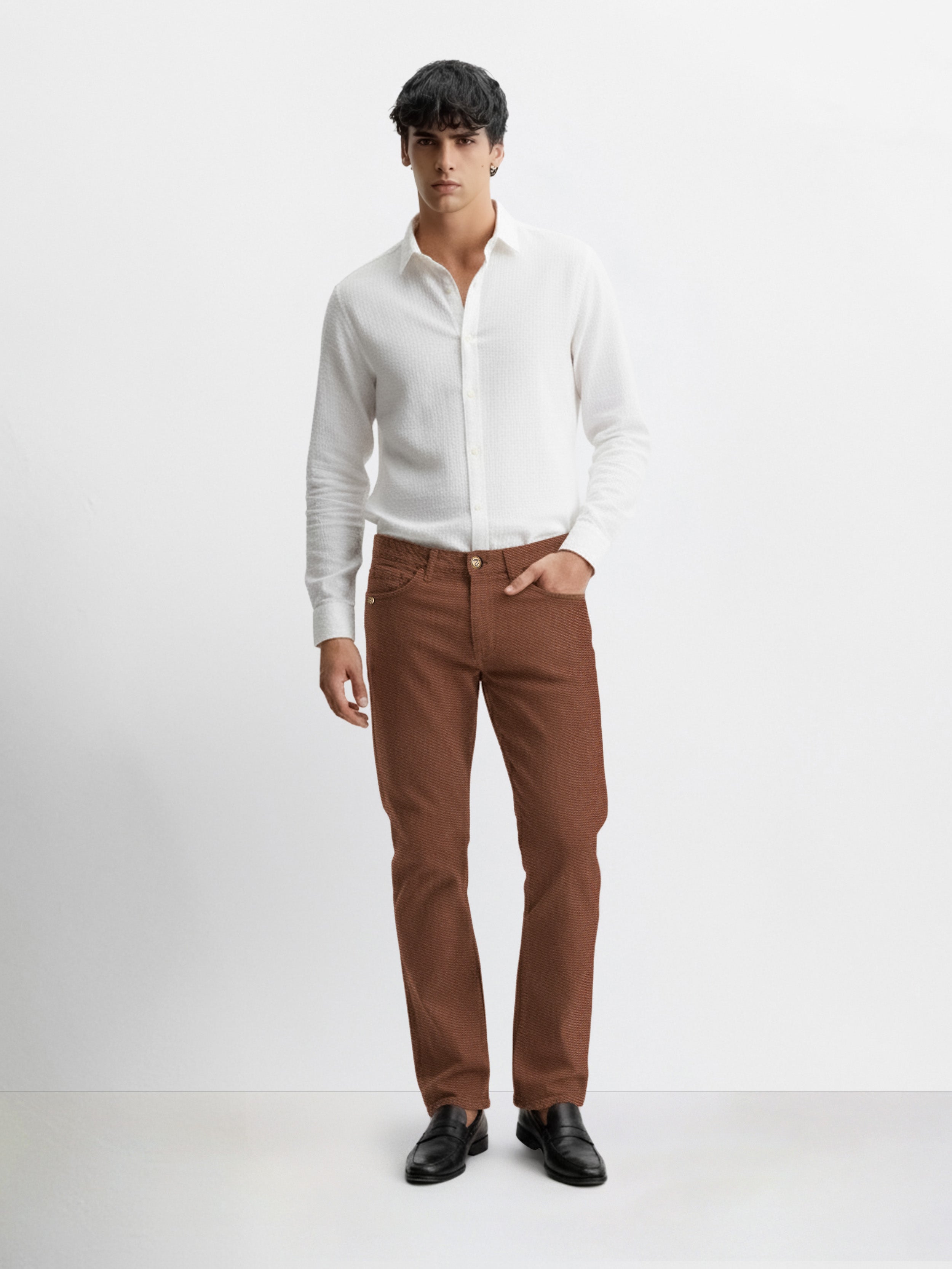 Men's Brown Bootcut Fit Casual Jeans