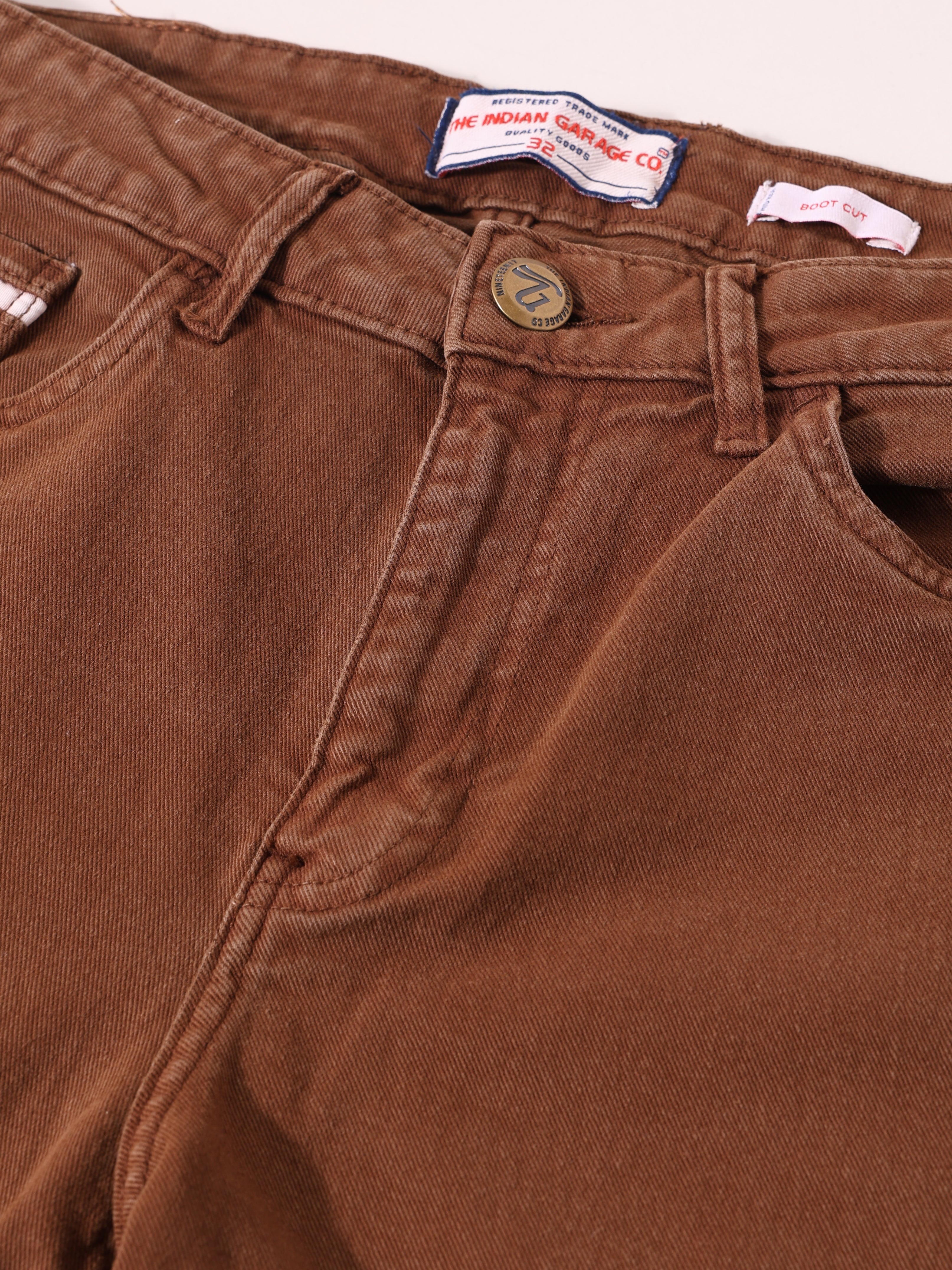 Men's Brown Bootcut Fit Casual Jeans