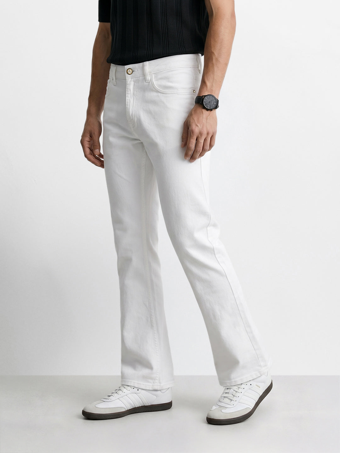 Men's White Bootcut Fit Casual Jeans