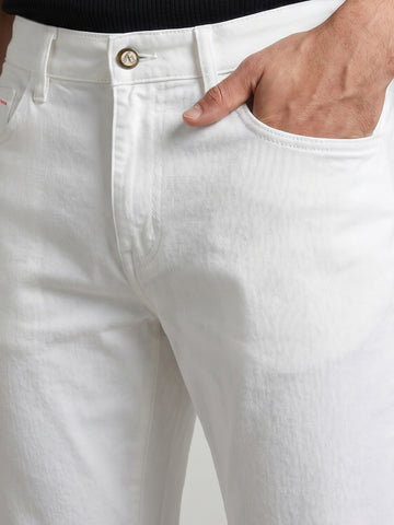 Men's White Bootcut Fit Casual Jeans