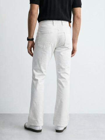 Men's White Bootcut Fit Casual Jeans