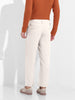Men's Bone White Regular Fit Solid Casual Trousers
