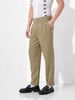 Men's Earthy Green Regular Fit Solid Casual Trousers