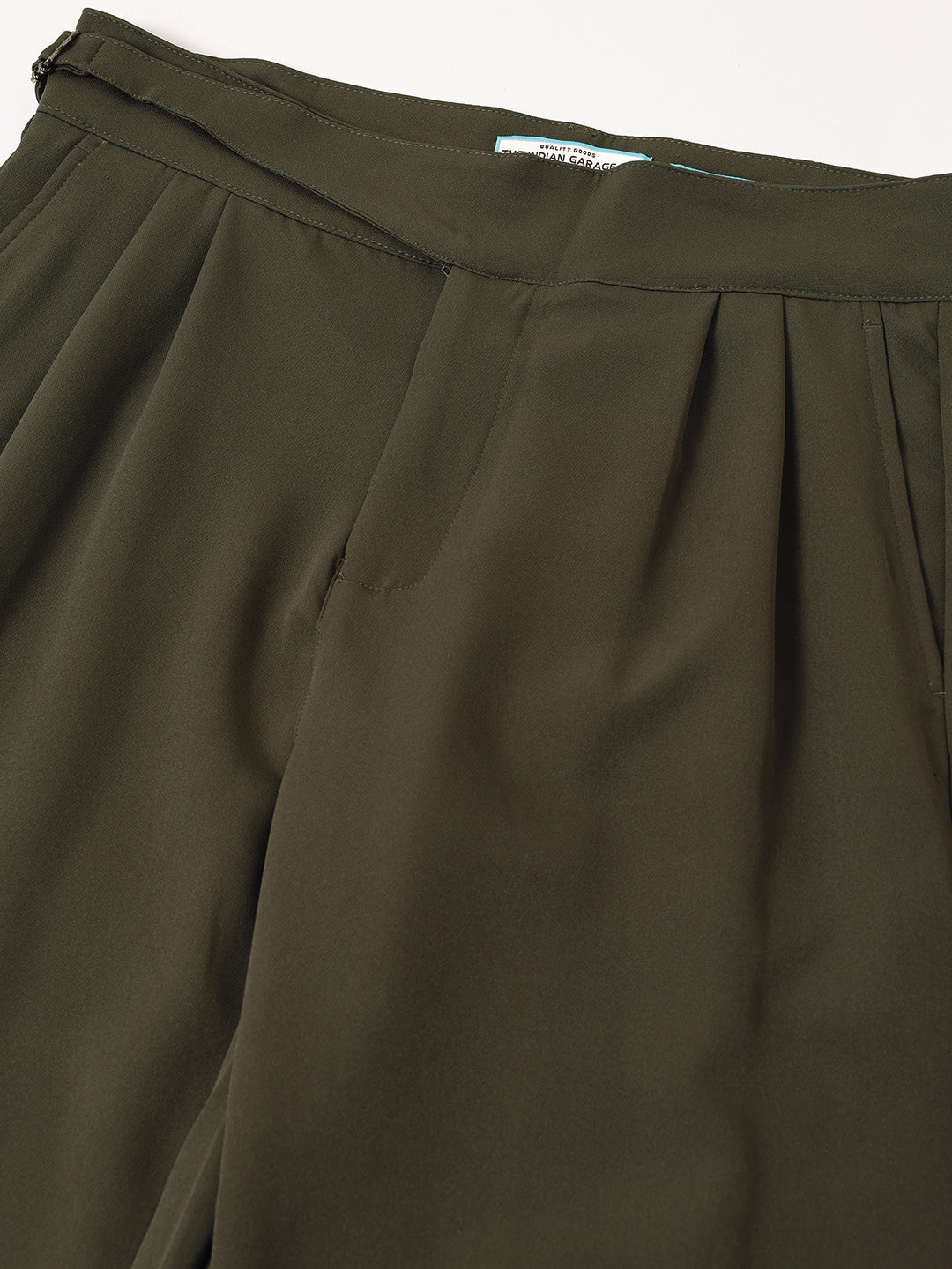Men's Dark Olive Regular Fit Solid Casual Trousers
