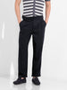 Men's Navy Blue Regular Fit Solid Casual Trousers