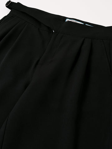Men's Black Regular Fit Solid Casual Trousers