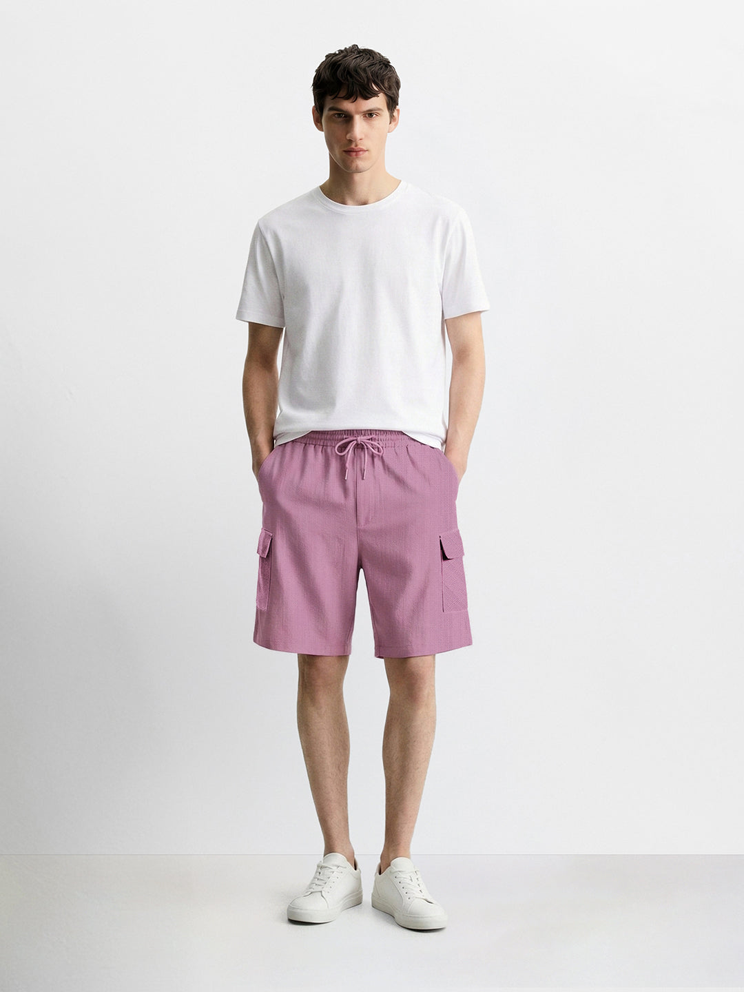 Men's Purple Relaxed Fit Solid Resort Wear Shorts