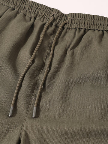 Men's Green Relaxed Fit Solid Resort Wear Shorts