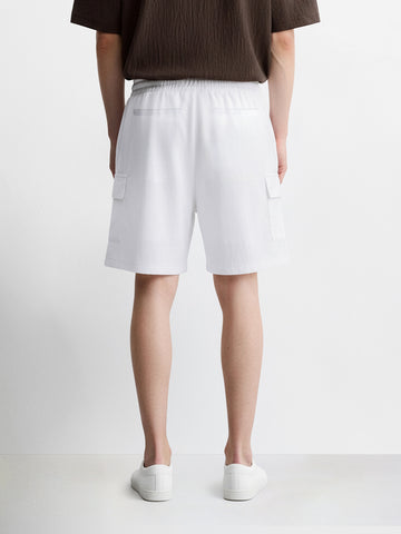 Men's White Relaxed Fit Solid Resort Wear Shorts