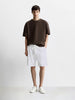 Men's White Relaxed Fit Solid Resort Wear Shorts