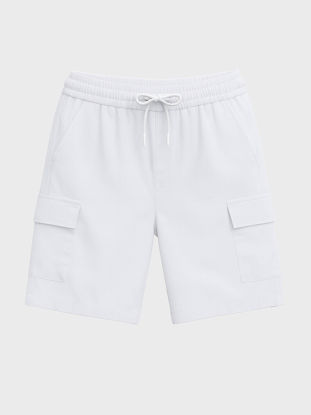Men's White Relaxed Fit Solid Resort Wear Shorts