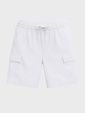 Men's White Relaxed Fit Solid Resort Wear Shorts