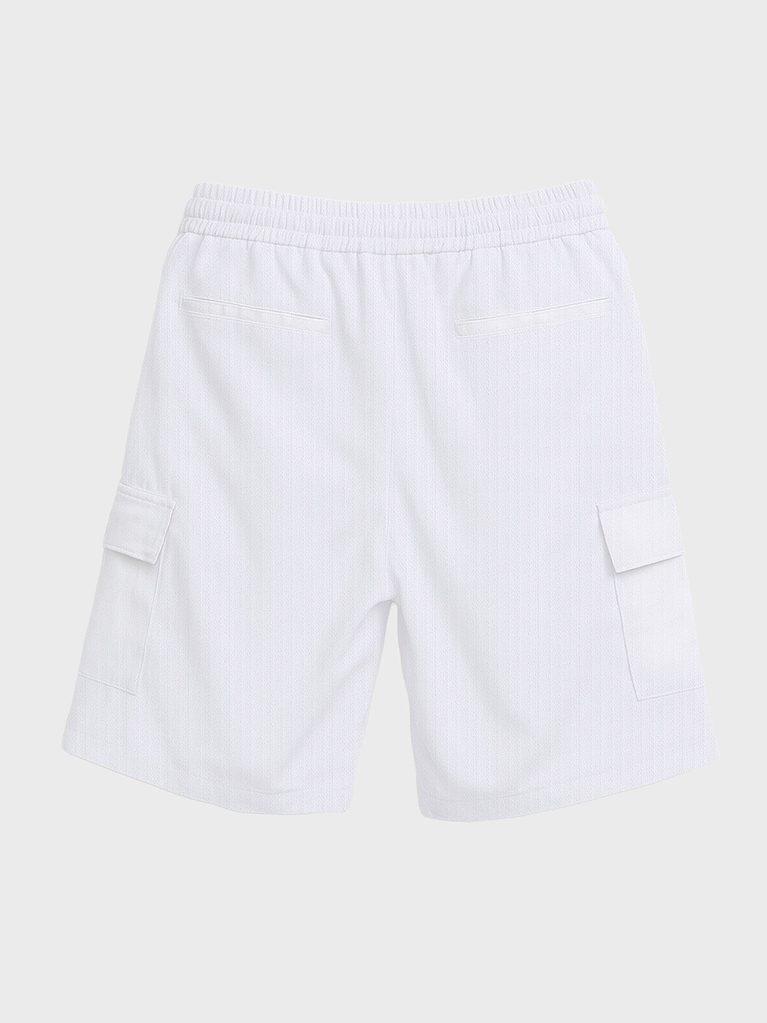 Men's White Relaxed Fit Solid Resort Wear Shorts