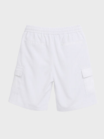 Men's White Relaxed Fit Solid Resort Wear Shorts