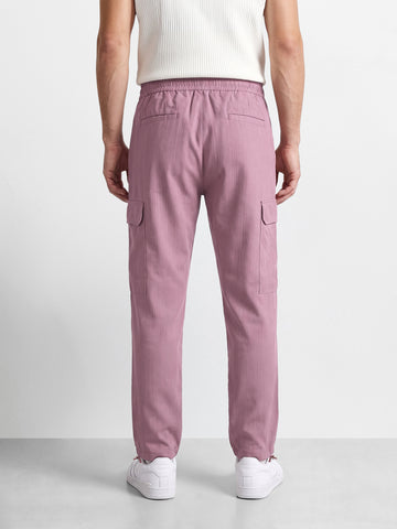 Men's Purple Straight Fit Solid Casual Cargo