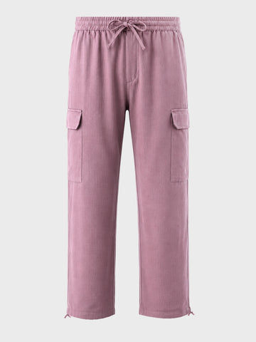 Men's Purple Straight Fit Solid Casual Cargo