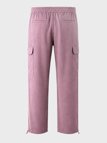 Men's Purple Straight Fit Solid Casual Cargo