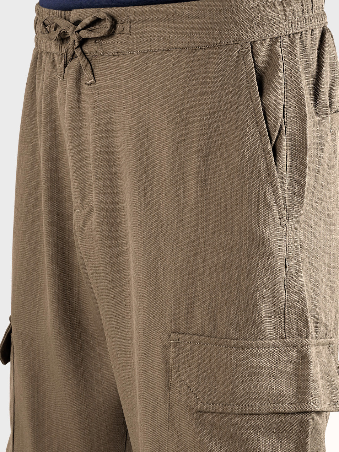 Men's Khaki Straight Fit Solid Casual Cargo