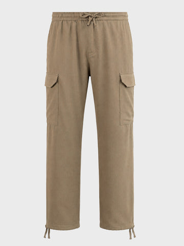 Men's Khaki Straight Fit Solid Casual Cargo