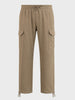Men's Khaki Straight Fit Solid Casual Cargo