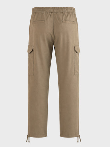 Men's Khaki Straight Fit Solid Casual Cargo