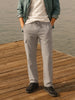 Men's Grey Straight Fit Solid Casual Cargo