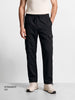 Men's Black Regular Fit Solid Casual Cargo
