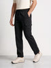 Men's Black Regular Fit Solid Casual Cargo