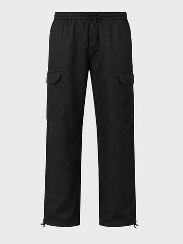 Men's Black Regular Fit Solid Casual Cargo