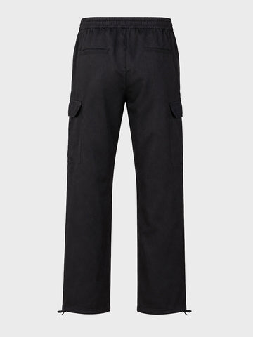 Men's Black Regular Fit Solid Casual Cargo