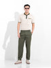 Men's Earthy Green Regular Fit Solid Casual Trousers