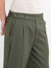 Men's Earthy Green Regular Fit Solid Casual Trousers