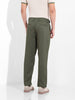 Men's Earthy Green Regular Fit Solid Casual Trousers