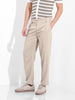 Men's Grey Regular Fit Solid Casual Trousers