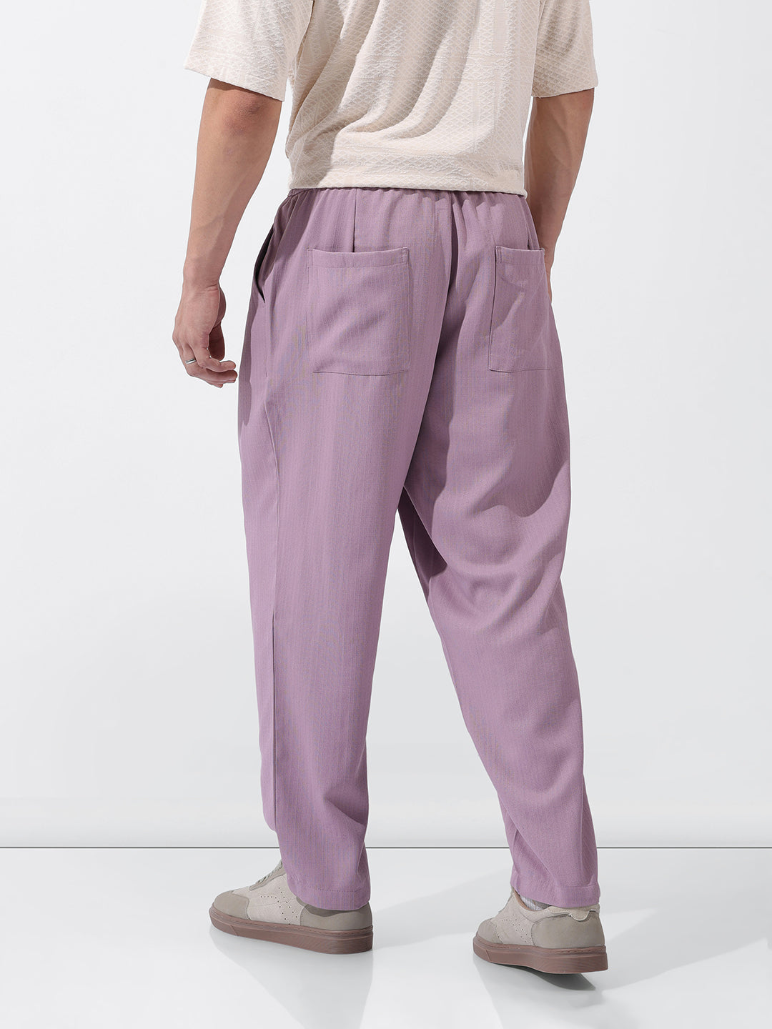 Men's Purple Loose Fit Resort Wear Trousers